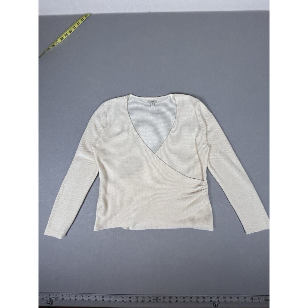 J.Jill Silk blend blend long sleeve v-neck faux wrap knit sweater SP